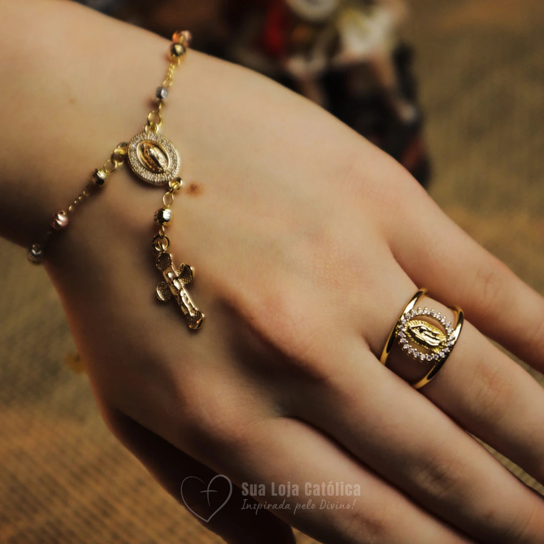 Anel Nossa Senhora de Guadalupe - Banhado a Ouro