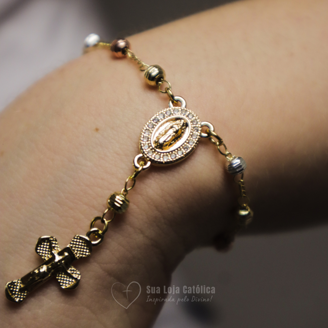 Pulseira e Anel Nossa Senhora de Guadalupe - Fé e Elegância - Banhadas a Ouro